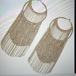 BCBGMAXAZRIA womens gold hoop drop earrings